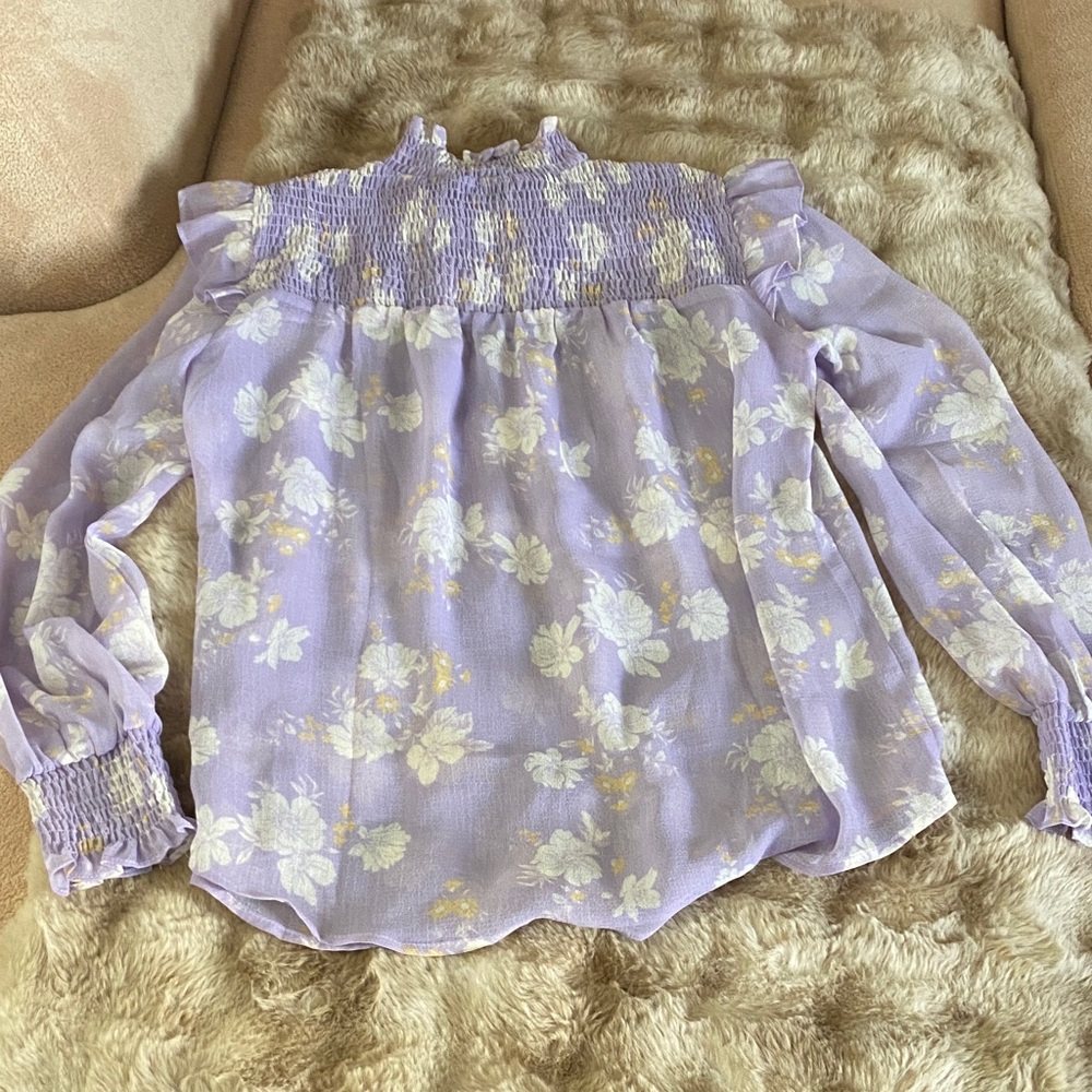 Lily White Lavender Floral Blouse